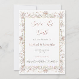 Blush en Sage Wildflower Spring Wedding Save The Date