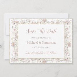Blush en Sage Wildflower Spring Wedding Save The Date