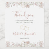 Blush en Sage Wildflower Spring Wedding Wijn Etiket (Enkel label)