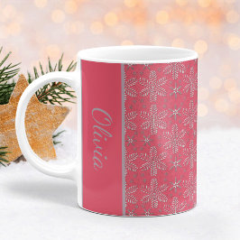 Blush en Silver Snowflakes kerst Mok