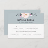 Blush en stoffige blauwe bloemen RSVP maaltijd met (Voorkant / Achterkant)