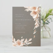 Blush en Taupe 3D bloemenbruiloft Kaart (Staand voorkant)