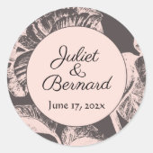 Blush en Taupe bruiloft Ronde Sticker (Voorkant)