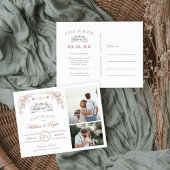 Blush en Taupe Fiets 2 Foto de datum opslaan Aankondigingskaart