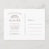 Blush en Taupe Fiets 2 Foto de datum opslaan Aankondigingskaart (Achterkant)