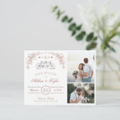 Blush en Taupe Fiets 2 Foto de datum opslaan Aankondigingskaart (Staand voorkant)