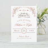 Blush en Taupe fiets Opslaan Datum Save The Date (Staand voorkant)