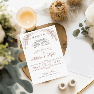Blush en Taupe  fiets Opslaan Datum Save The Date