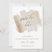 Blush en Terracotta Brush Strokes Minimal Wedding Save The Date (Voorkant)
