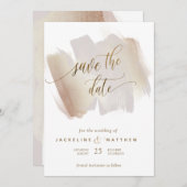 Blush en Terracotta Brush Strokes Minimal Wedding Save The Date (Voorkant / Achterkant)