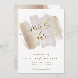 Blush en Terracotta Brush Strokes Minimal Wedding Save The Date