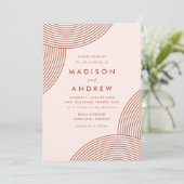 Blush en Terracotta Geometric Swirl Wedding Kaart (Staand voorkant)