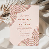 Blush en Terracotta Geometric Swirl Wedding Kaart