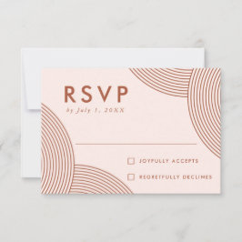 Blush en Terracotta Geometric Swirl Wedding RSVP Kaartje