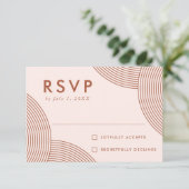 Blush en Terracotta Geometric Swirl Wedding RSVP Kaartje (Staand voorkant)