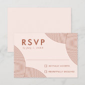 Blush en Terracotta Geometric Swirl Wedding RSVP Kaartje (Voorkant / Achterkant)