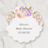 Blush en Violet Bloom Baby shower Bedankjes Labels (Achterkant)