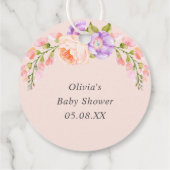 Blush en Violet Bloom Baby shower Bedankjes Labels (Achterkant)