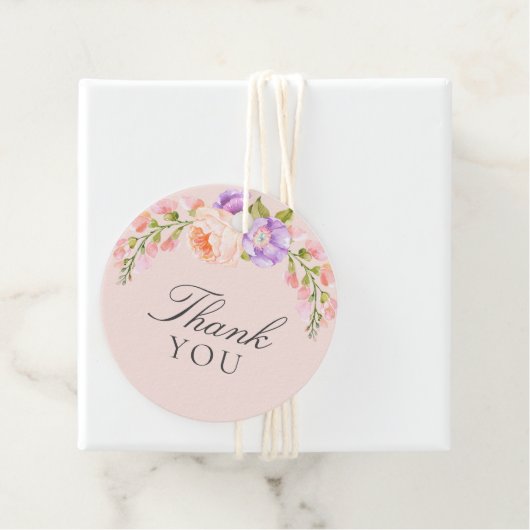 Blush en Violet Bloom Baby shower Bedankjes Labels (In situ)