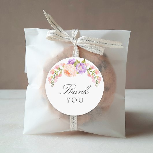 Blush en Violet Bloom Baby shower Ronde Sticker