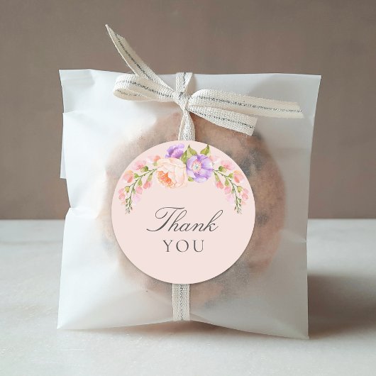 Blush en Violet Bloom Baby shower Ronde Sticker