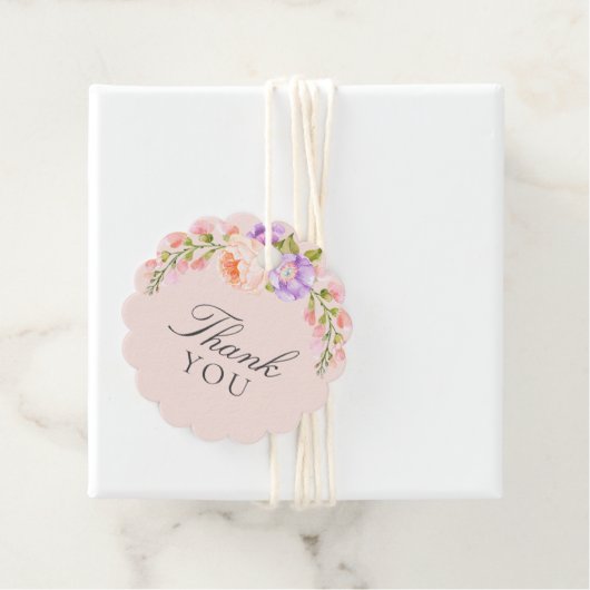 Blush en Violet Bloom Bruiloftsfeest Bedankjes Labels (In situ)