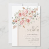 Blush en White Floral Arch Baby shower Kaart (Voorkant)