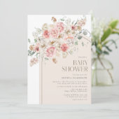 Blush en White Floral Arch Baby shower Kaart (Staand voorkant)