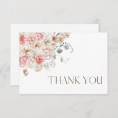 Blush en White Floral Hartelijk dank Bedankkaart (Voorkant / Achterkant)