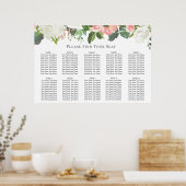 Blush en White Floral Wedding Seating Chart Poster (Keuken)