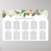 Blush en White Floral Wedding Seating Chart Poster (Voorkant)