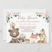 Blush en White Floral Woodland Baby shower Kaart (Voorkant)