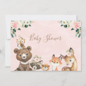 Blush en White Floral Woodland Baby shower Kaart (Achterkant)