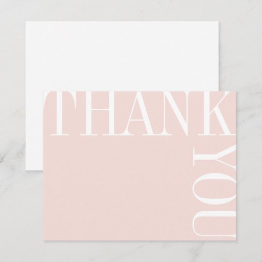 Blush en White Moderne Grote Tekst Bedankt Opmerki (Voorkant / Achterkant)