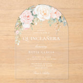 Blush en Wijze Bloemen Quinceanera Arch Acryl Uitnodigingen (Voorkant)