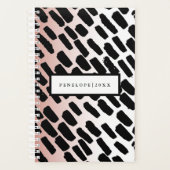 Blush en wit met zwarte penseelstreken en naam planner (Voorkant)