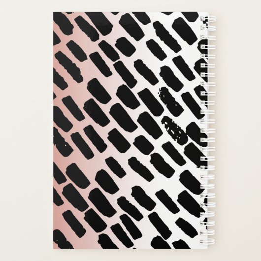 Blush en wit met zwarte penseelstreken en naam planner (Achterkant)