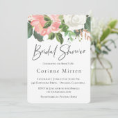 Blush en Witte Bloemen Bruids Douche Uitnodiging (Staand voorkant)