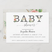 Blush en witte bloemen hout | Meisje Baby shower Kaart (Voorkant / Achterkant)