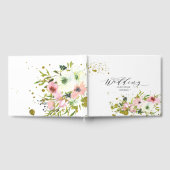 Blush en witte rozen met gouden spetters gastenboek (Volledig)
