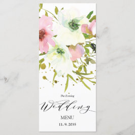 Blush en witte rozen met gouden spetters menu