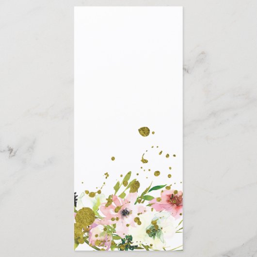 Blush en witte rozen met gouden spetters menu (Achterkant)
