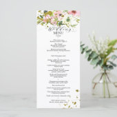Blush en witte rozen met gouden spetters menu (Staand voorkant)