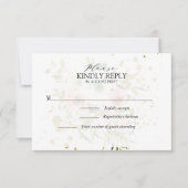 Blush en witte rozen met gouden spetters Weddensch RSVP Kaartje (Voorkant)