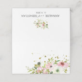 Blush en witte rozen met gouden vlekken bruiloft plaatskaartje (Buitenkant ongevouwen)