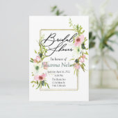 Blush en witte waterverf florale  kaart (Staand voorkant)