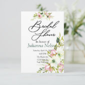 Blush en witte waterverf florale kaart (Staand voorkant)