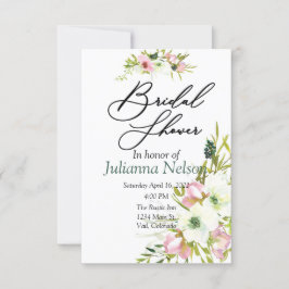 Blush en witte waterverf florale  kaart