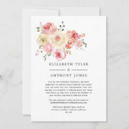 Blush en Yellow Pastel Floral Verminderde gastenli Aankondiging
