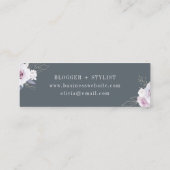Blush en Zacht Violet Floral op donkergrijs Mini Visitekaartje (Achterkant)